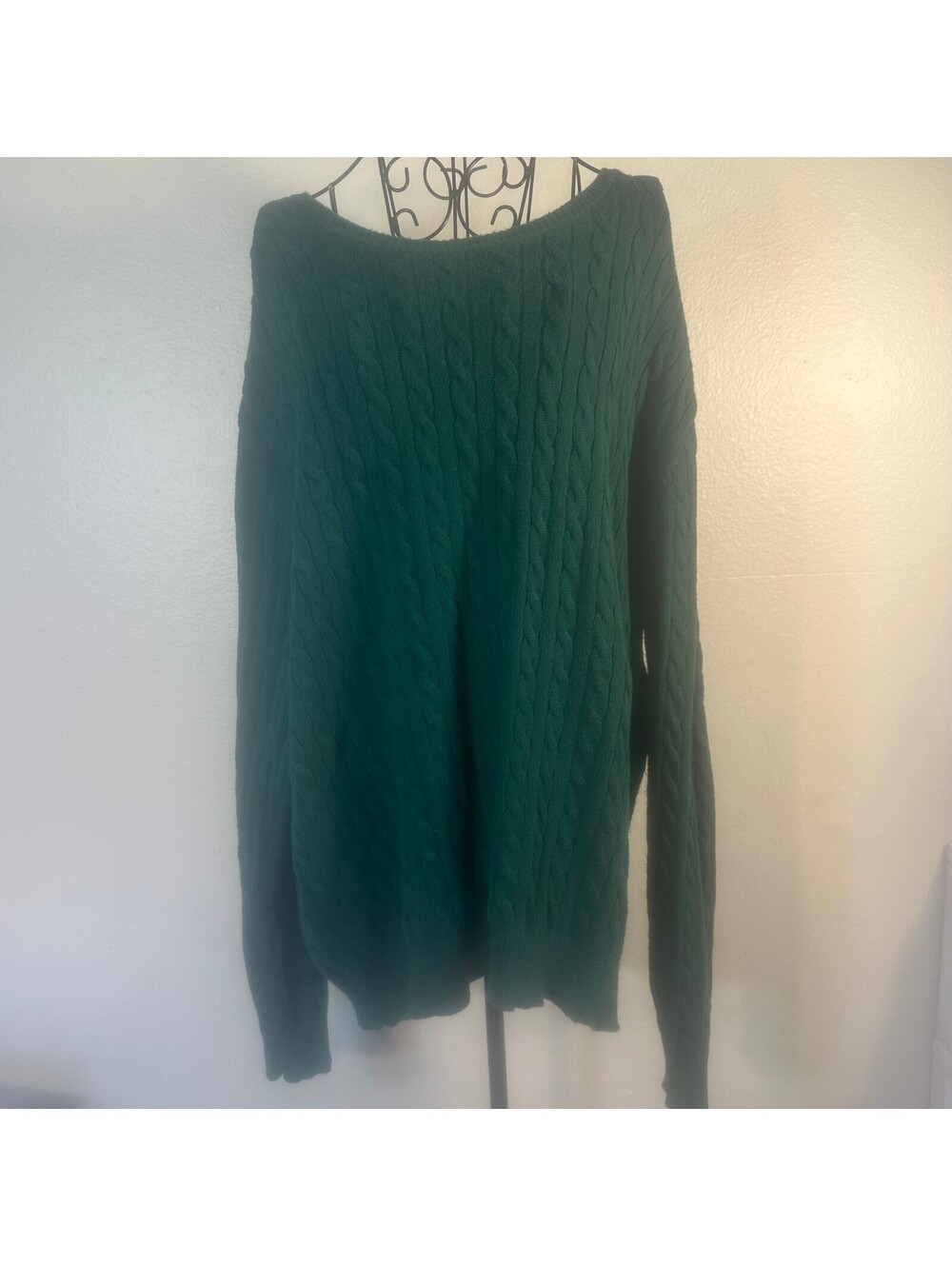 Dark Green Cable Knit Sweater St. Johns Bay
